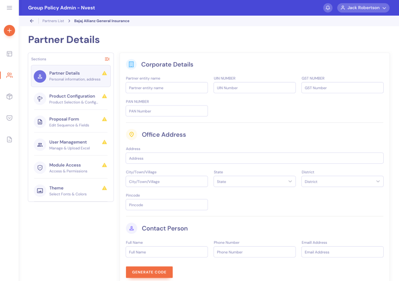 Partner onboarding module